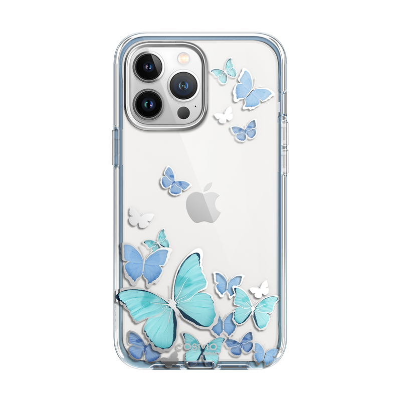 i-Blason Cosmo Butterfly Case for iPhone 14 Pro 6.1-Inch with Built-In Screen Protector - BlueFly