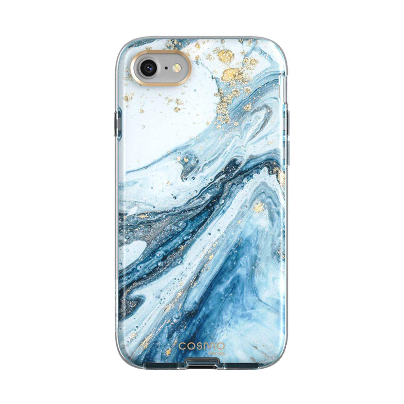 i-Blason Cosmo Case for iPhone 8 and iPhone 7 with Built-In Screen Protector - Marble Blue