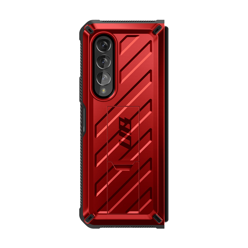 SUPCASE Unicorn Beetle Kickstand Case with Screen Protector for Galaxy Z Fold4 - Metallic Red