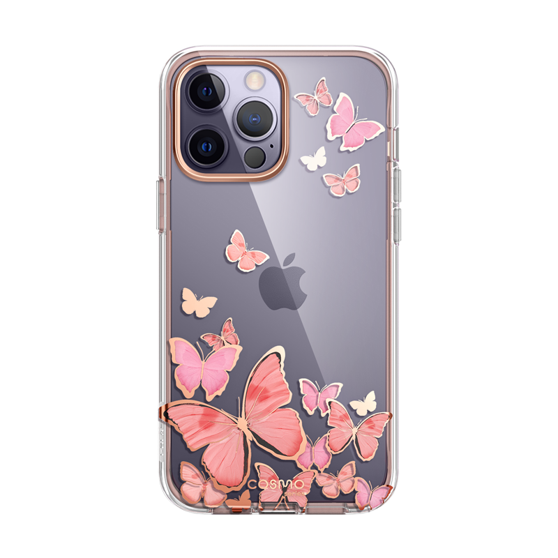 i-Blason Cosmo Butterfly Case for iPhone 14 Pro 6.1-Inch with Built-In Screen Protector - PinkFly