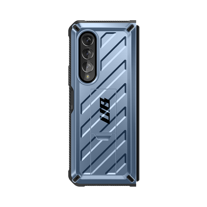 SUPCASE Unicorn Beetle Kickstand Case with Screen Protector for Samsung Galaxy Z Fold3 5G - Metallic Blue