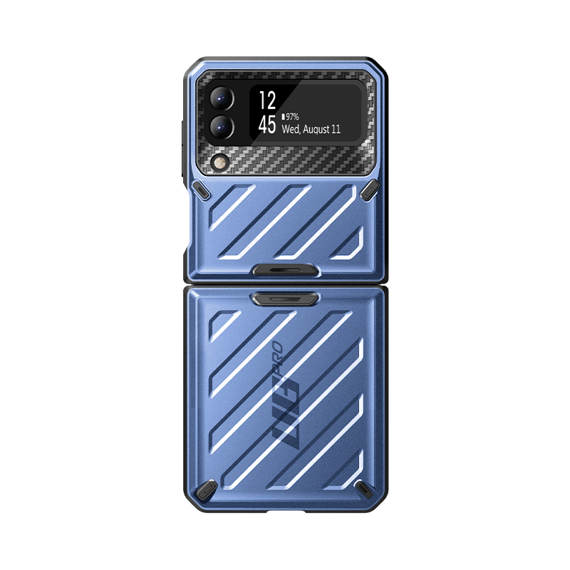 SUPCASE Unicorn Beetle PRO Rugged Case with Belt Clip for Samsung Galaxy Z Flip4, Metallic Blue