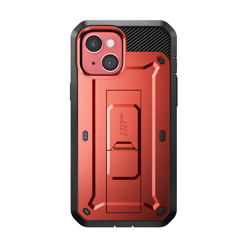 SUPCASE Unicorn Beetle Pro Rugged Case with Kickstand for iPhone 14 Plus, Metallic Red