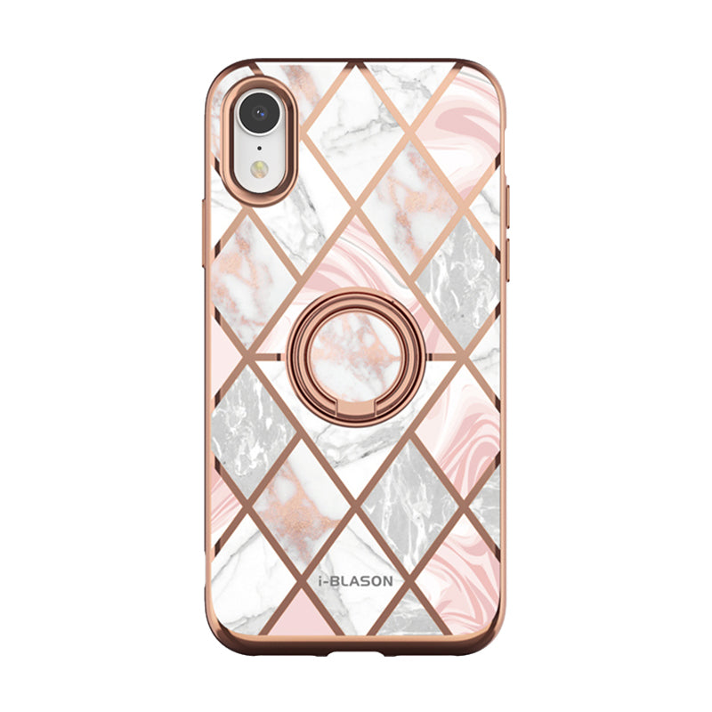 i-Blason Cosmo Snap Case for iPhone XR with Ring Grip Kickstand – Marble Pink
