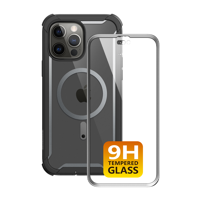 i-Blason Ares Mag Case for iPhone 14 Pro with Tempered Glass Screen Protector and MagSafe, Black