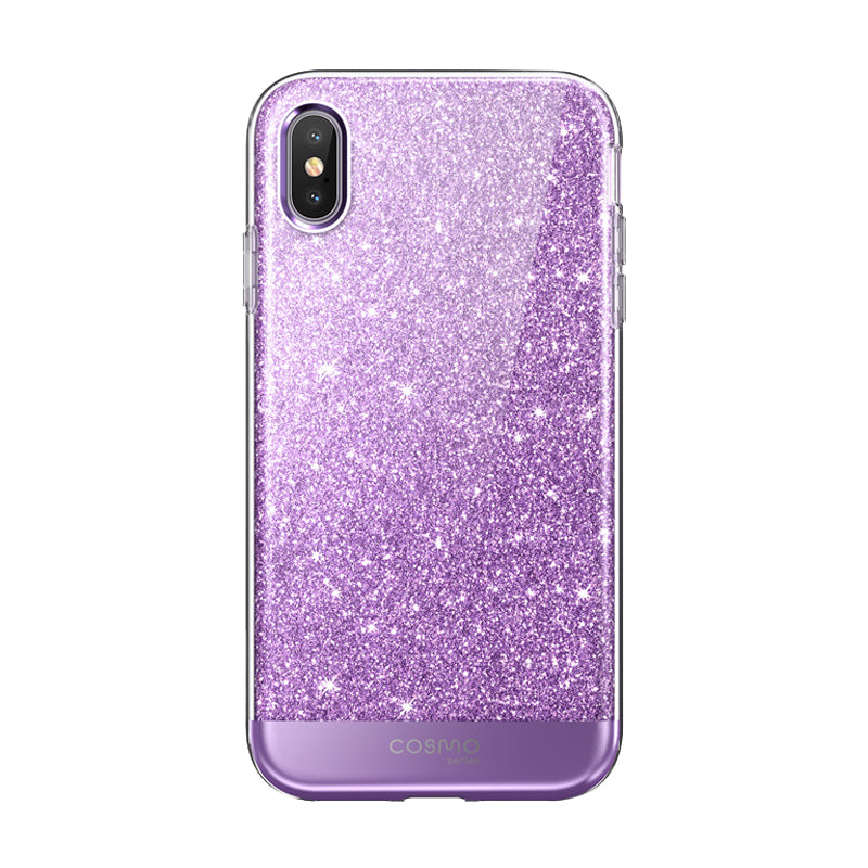 i-Blason Cosmo Case for iPhone XS and iPhone X with Built-In Screen Protector - Glitter Purple