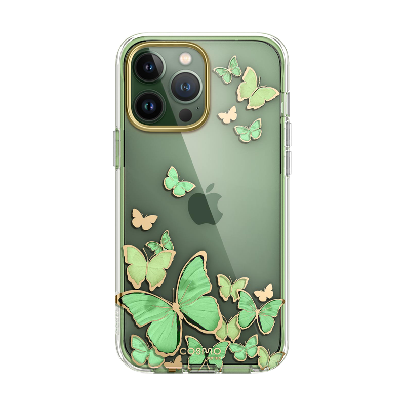i-Blason Cosmo Case for iPhone 13 Pro Max (6.7-Inch) with Built-In Screen Protector, GreenFly