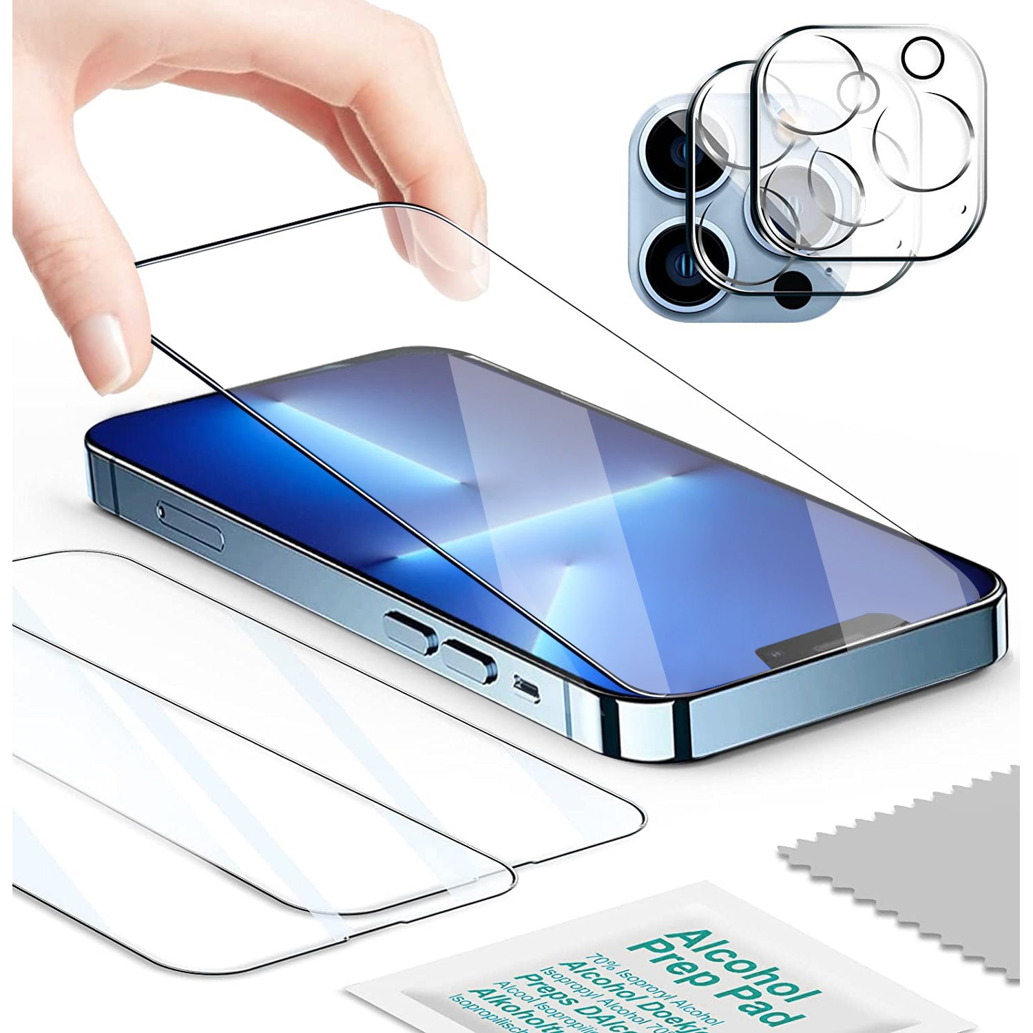 SUPCASE clear 2.5D tempered glass screen protectors and camera lens protectors for iPhone 13 Pro Max. — view 2
