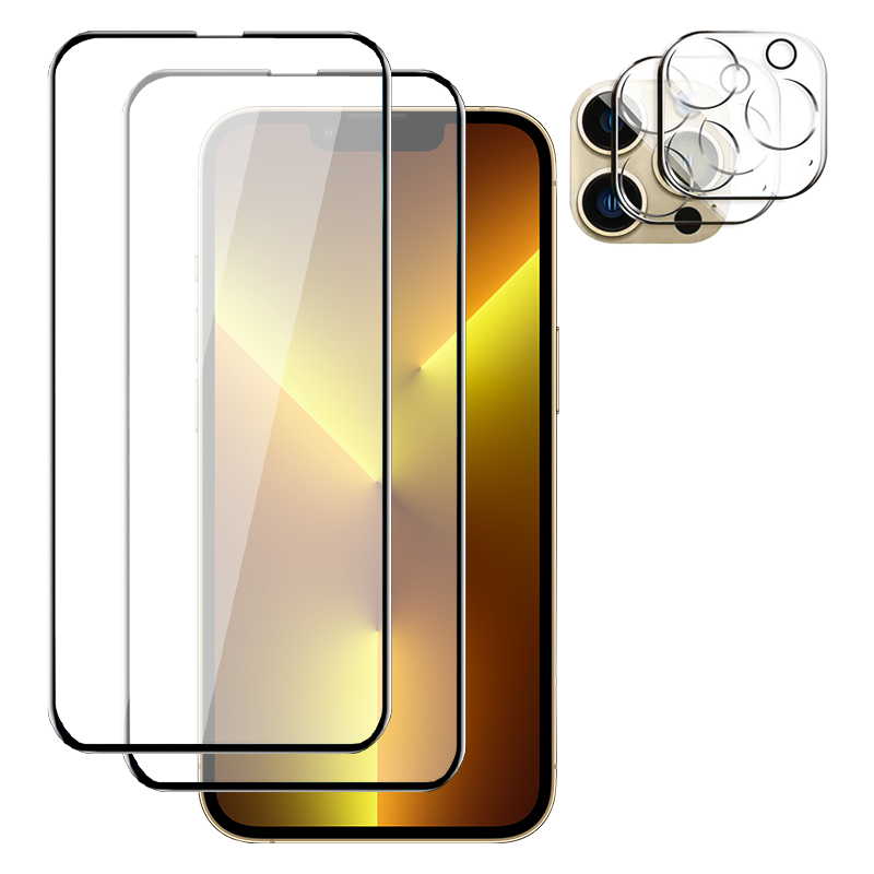 SUPCASE 2.5D Tempered Glass Screen and Lens Protectors for iPhone 13 Pro Max 6.7-Inch, 2 + 2 Pack