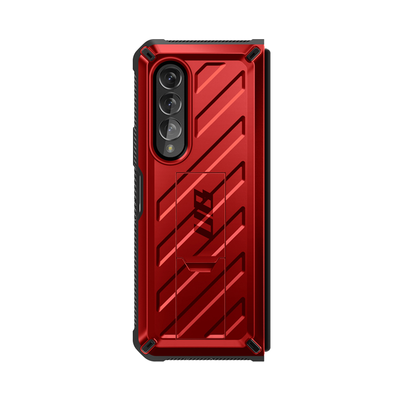SUPCASE Unicorn Beetle Kickstand Case with Screen Protector for Samsung Galaxy Z Fold3 5G - Metallic Red