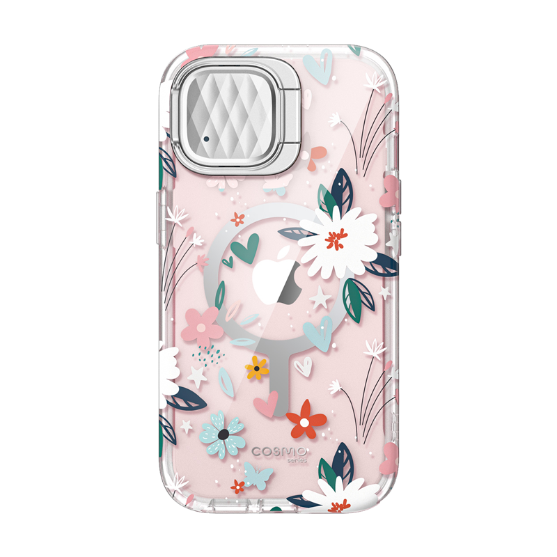 i-Blason Cosmo Mag Case for iPhone 15, iPhone 14 and iPhone 13 (6.1-Inch) with MagSafe, Flower