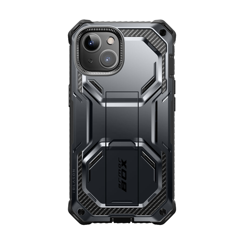 i-Blason Armorbox Rugged Case for iPhone 14 Plus with Screen Protector and Holster - Black