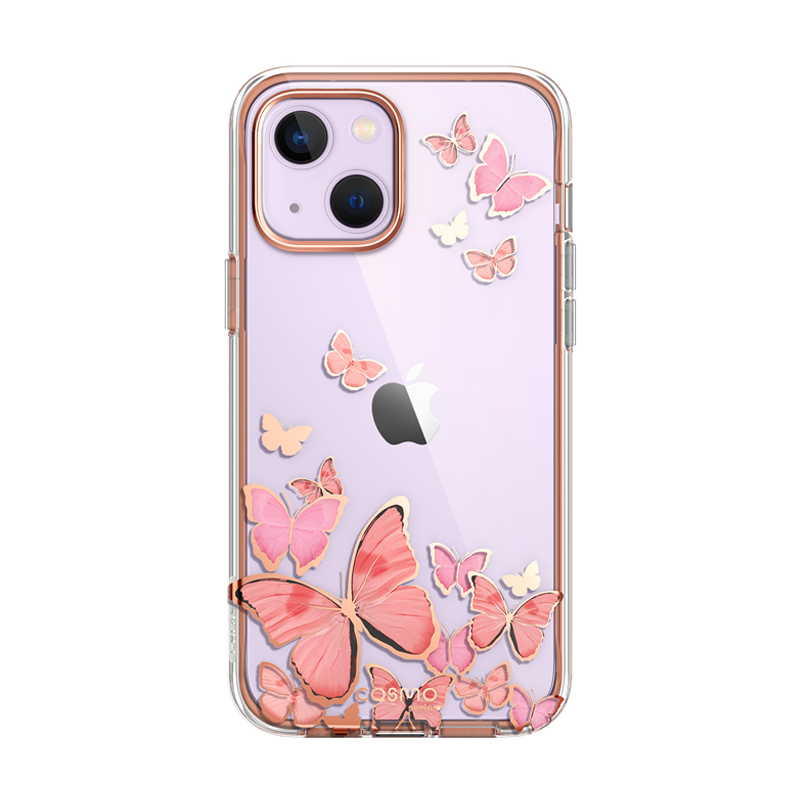 i-Blason Cosmo Butterfly Case for iPhone 14 Plus (2022, 6.7-Inch) with Built-In Screen Protector - PinkFly