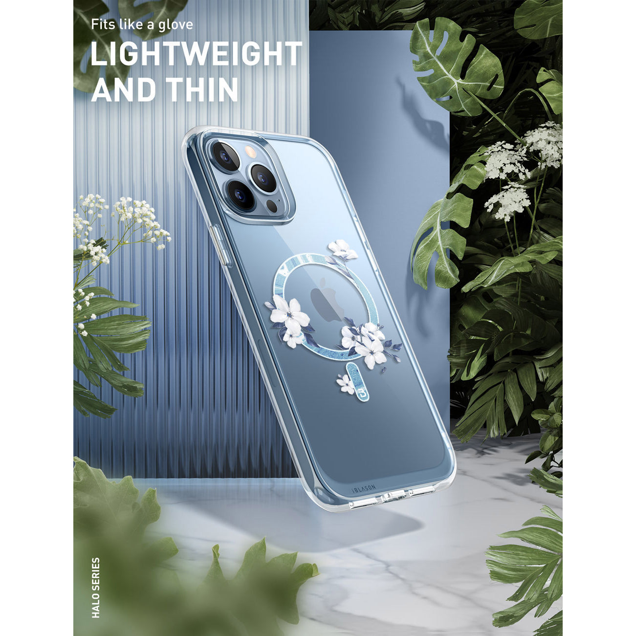 i-Blason Halo Mag case in Magnolia White floral design with TPU bumpers for iPhone 13 Pro Max. — view 8