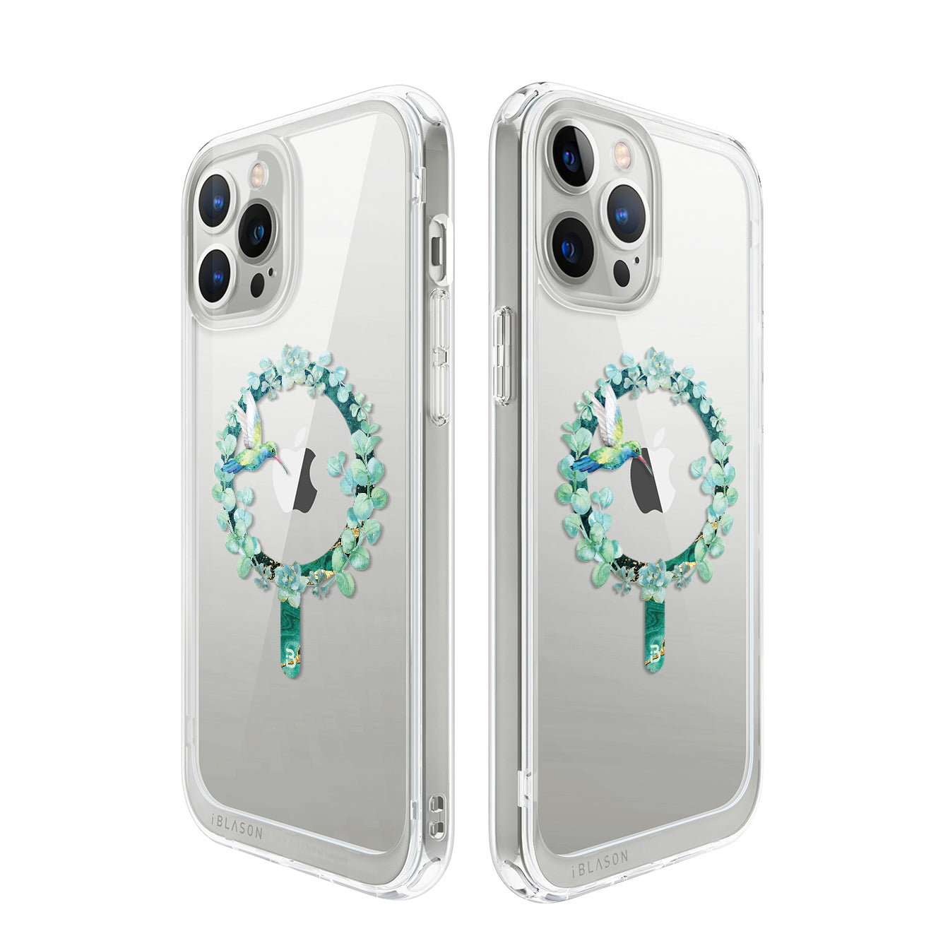 i-Blason Halo Mag case in Green Hummingbird design with TPU bumpers for iPhone 13 Pro Max. — view 7
