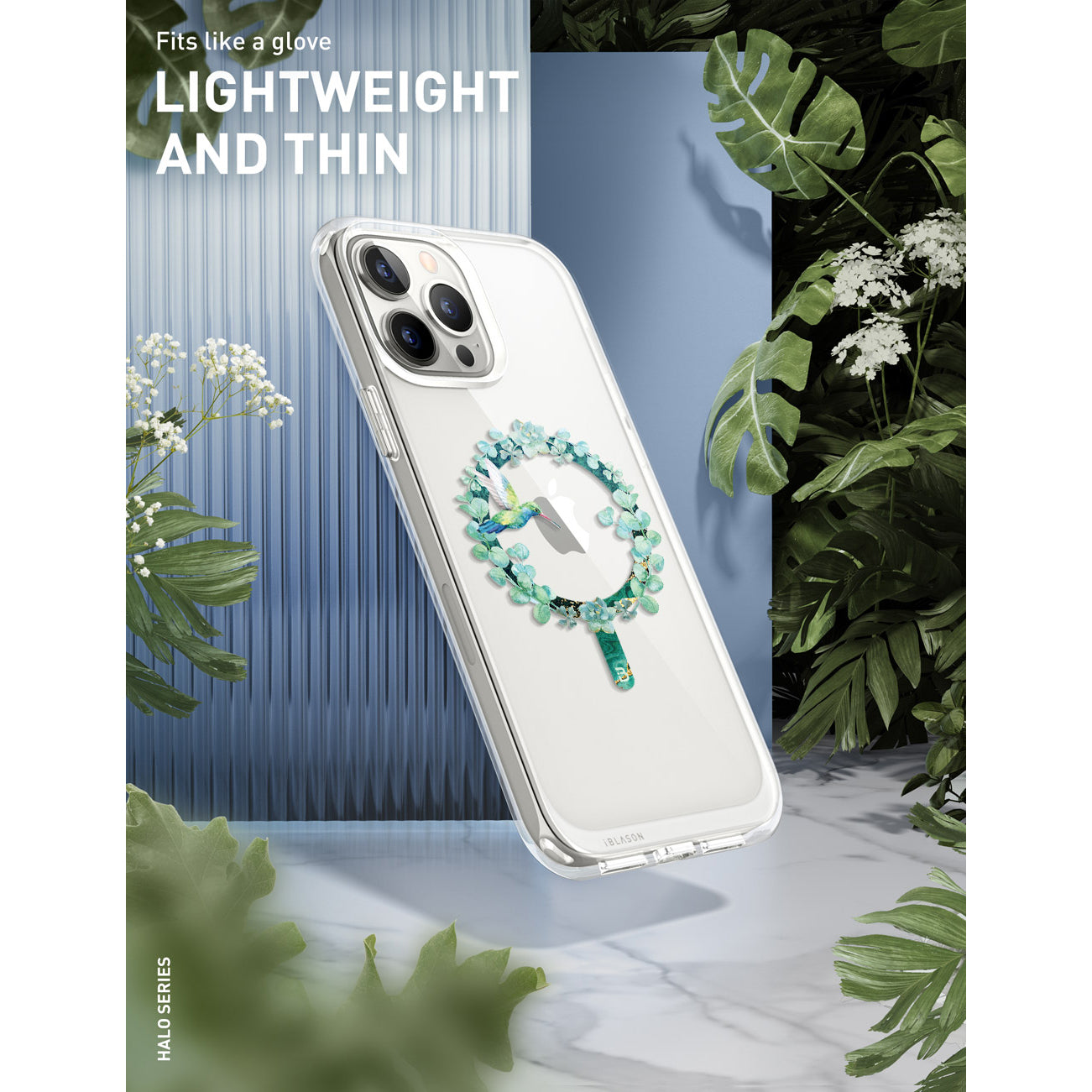 i-Blason Halo Mag case in Green Hummingbird design with TPU bumpers for iPhone 13 Pro Max. — view 5