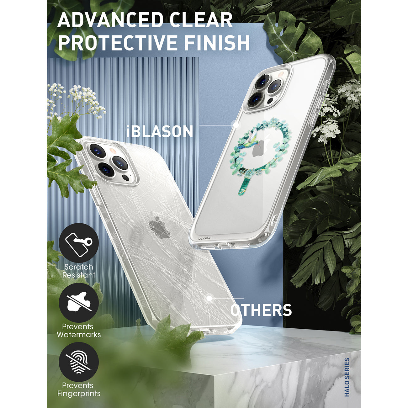i-Blason Halo Mag case in Green Hummingbird design with TPU bumpers for iPhone 13 Pro Max. — view 3