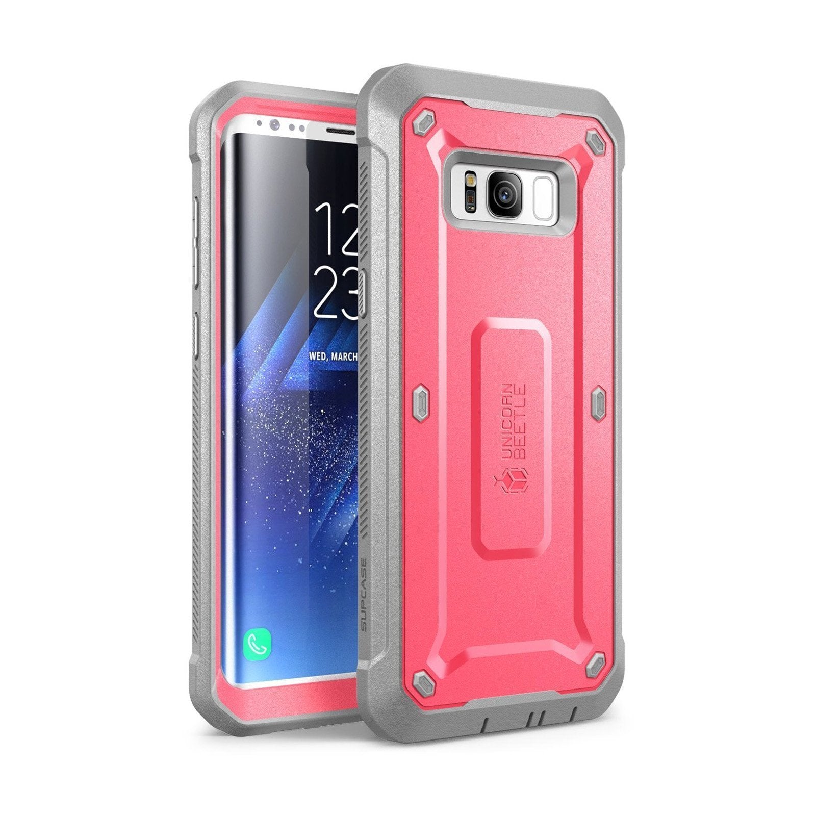 SUPCASE Unicorn Beetle Pro Holster Case with Screen Protector for Galaxy S8 Plus, Pink