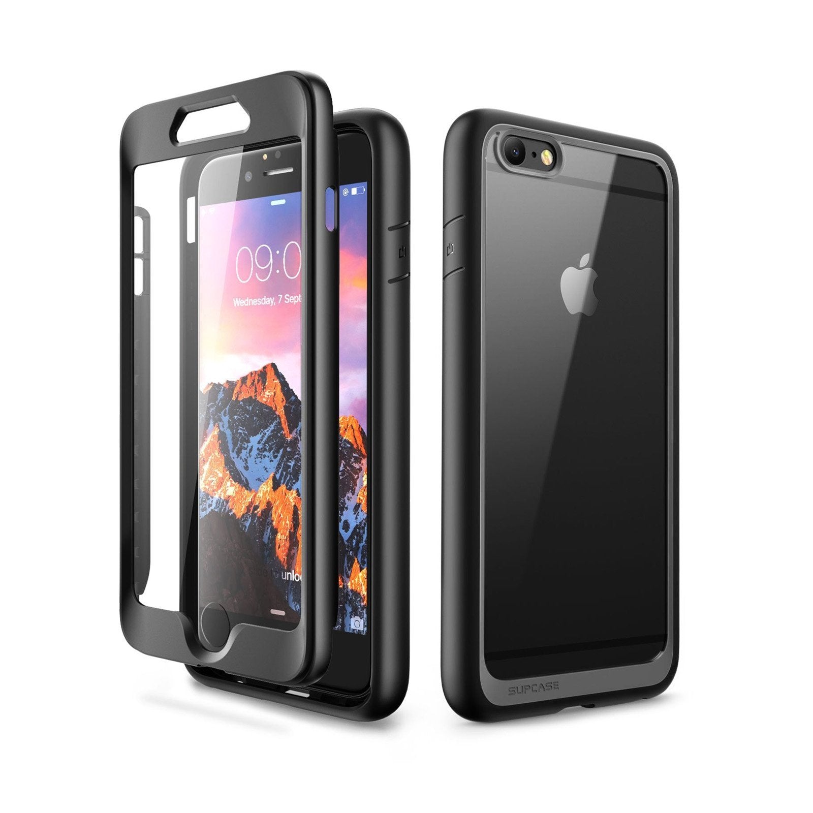 SUPCASE Unicorn Beetle Style Clear Case with Screen Protector for iPhone 6 Plus / 6S Plus, Black