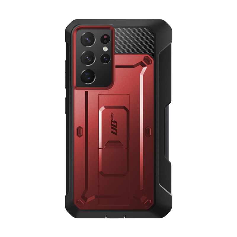 SUPCASE Unicorn Beetle Pro Rugged Case with S Pen Holder for Galaxy S21 Ultra - Metallic Red