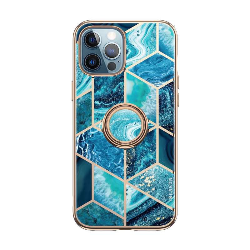 i-Blason Cosmo Snap Case for iPhone 13 Pro 6.1-inch with Ring Grip Kickstand, Ocean Blue