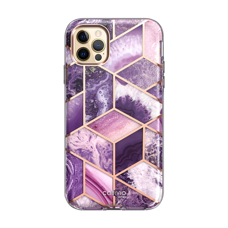 i-Blason Cosmo Full-Body Case with Built-In Screen Protector for iPhone 13 Pro (6.1-Inch) - Marble Purple