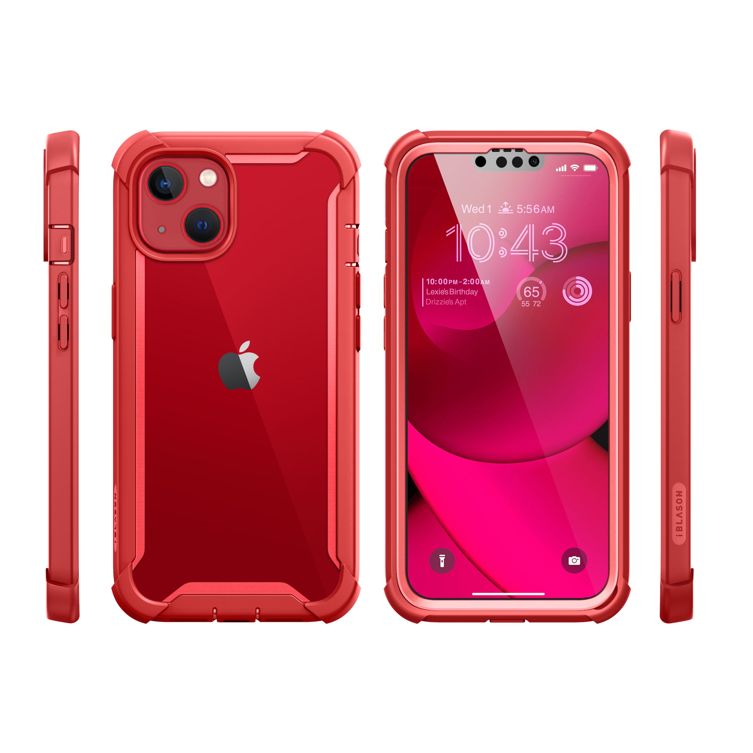 Red i-Blason Ares rugged case with built-in screen protector on an iPhone 14. — view 10