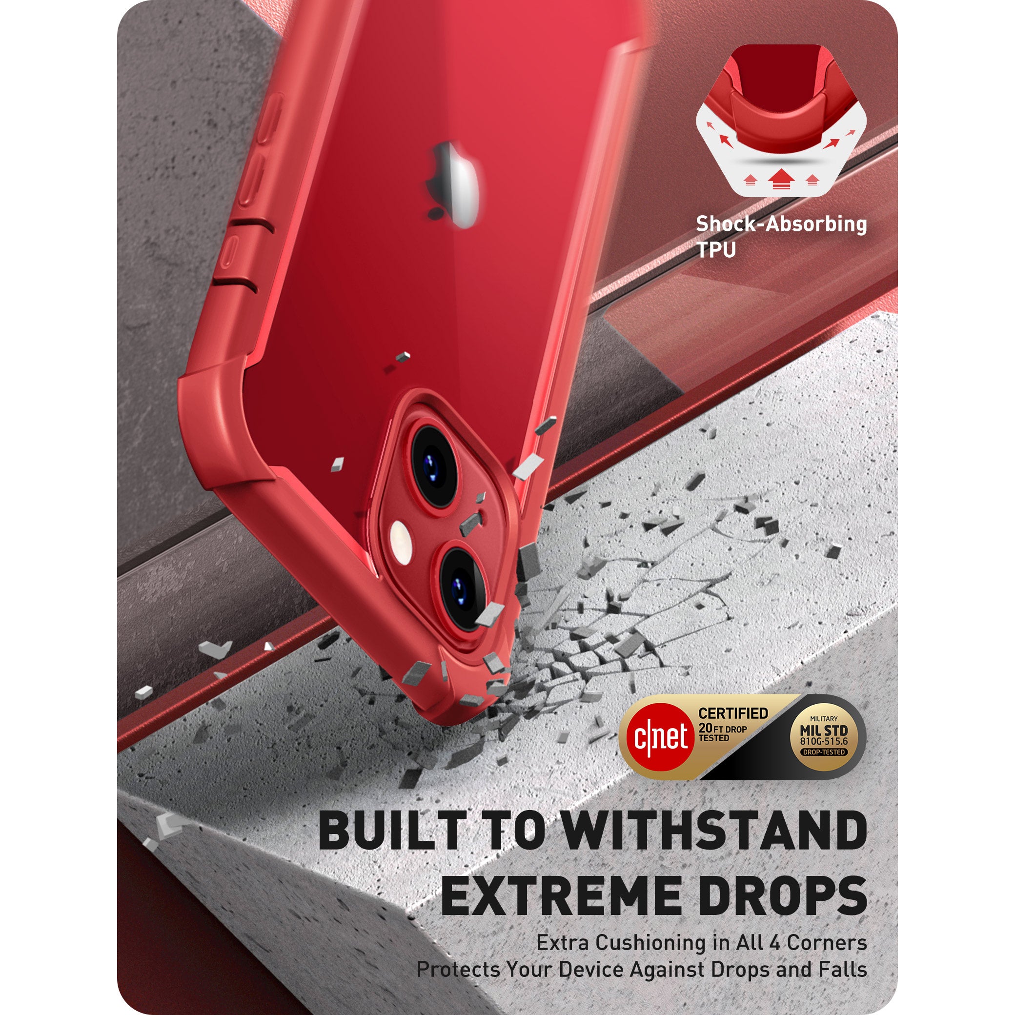 Red i-Blason Ares rugged case with built-in screen protector on an iPhone 14. — view 4