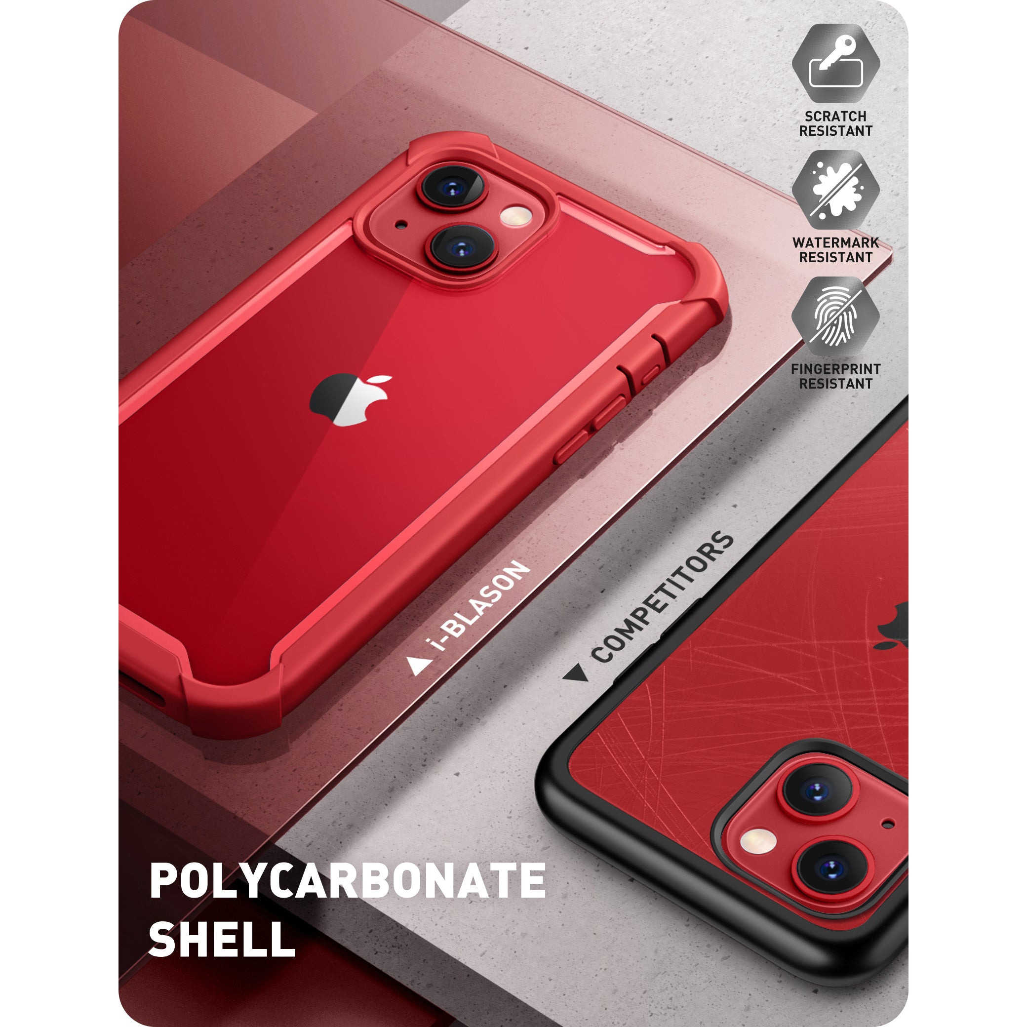Red i-Blason Ares rugged case with built-in screen protector on an iPhone 14. — view 5