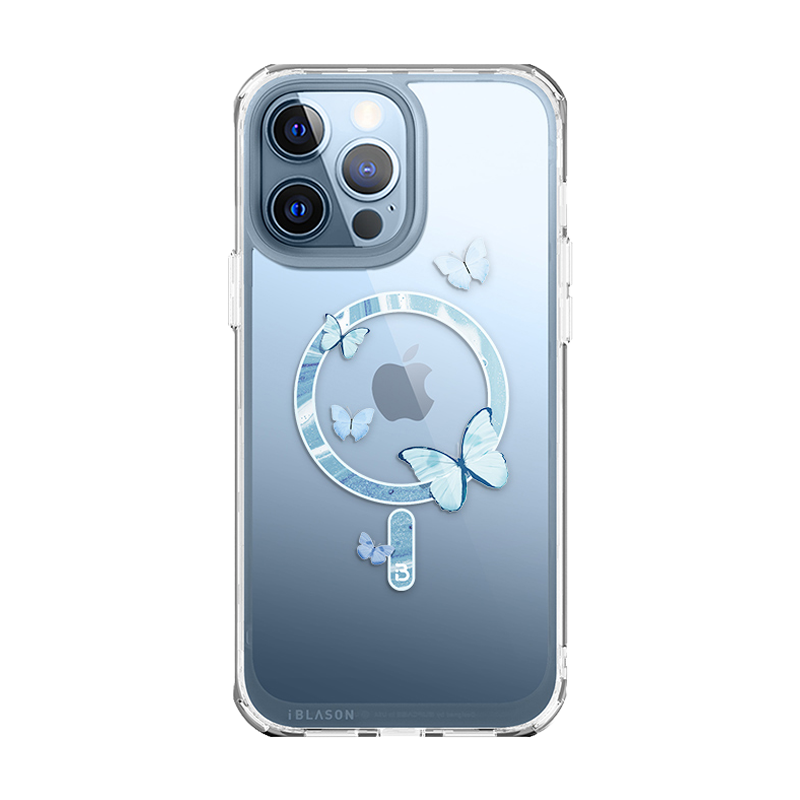 i-Blason Halo Mag MagSafe Compatible Case for iPhone 13 Pro (2021, 6.1-Inch) - Butterfly Blue
