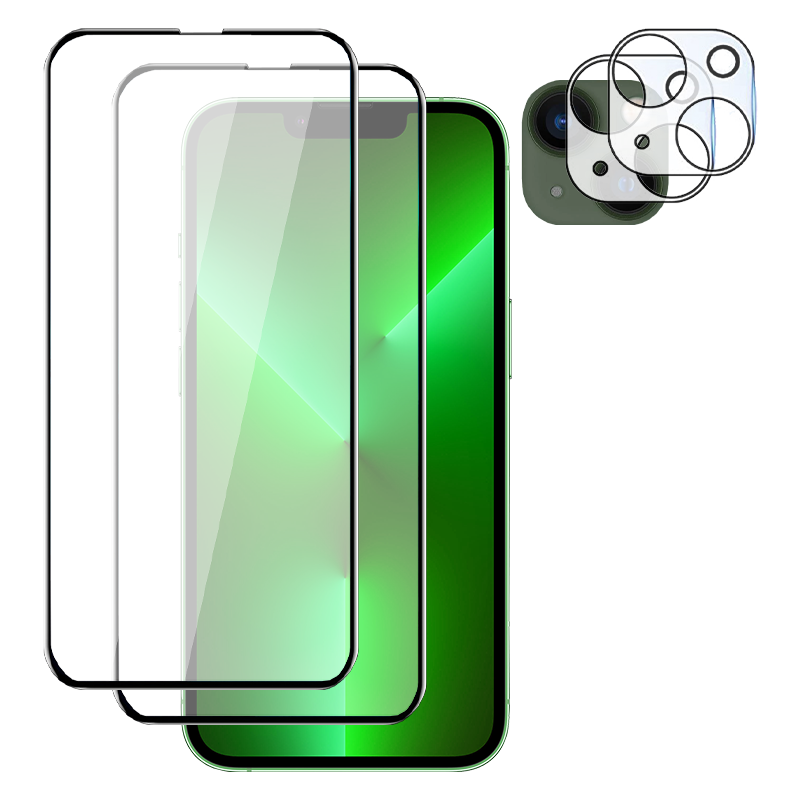 SUPCASE 2.5D Tempered Glass Screen and Lens Protectors for iPhone 13 6.1-Inch - 2 + 2 Pack, Clear