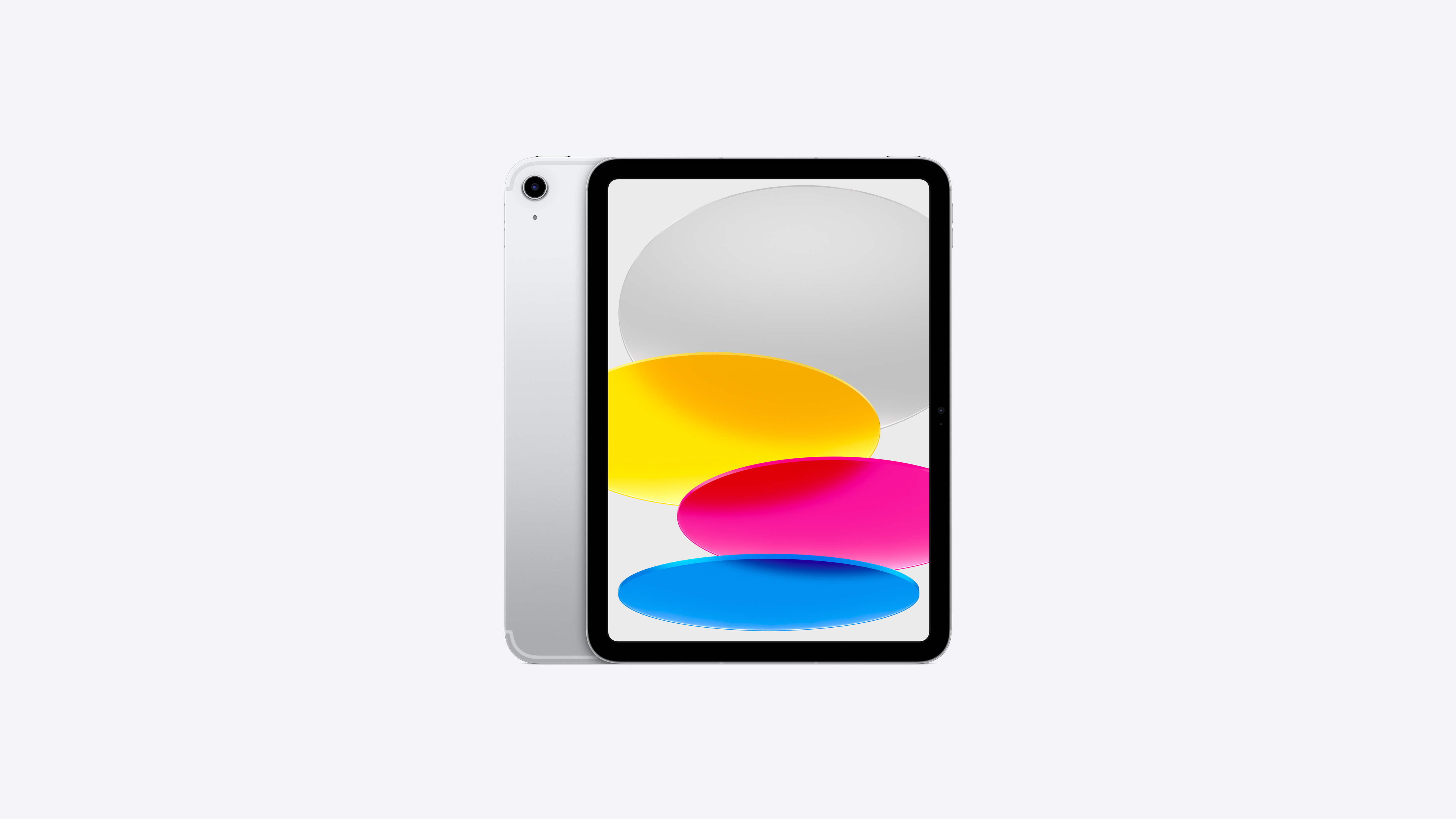 Apple iPad (A16) Wi-Fi + Cellular in Silver with an 11-inch Liquid Retina display, shown front and back. — view 3