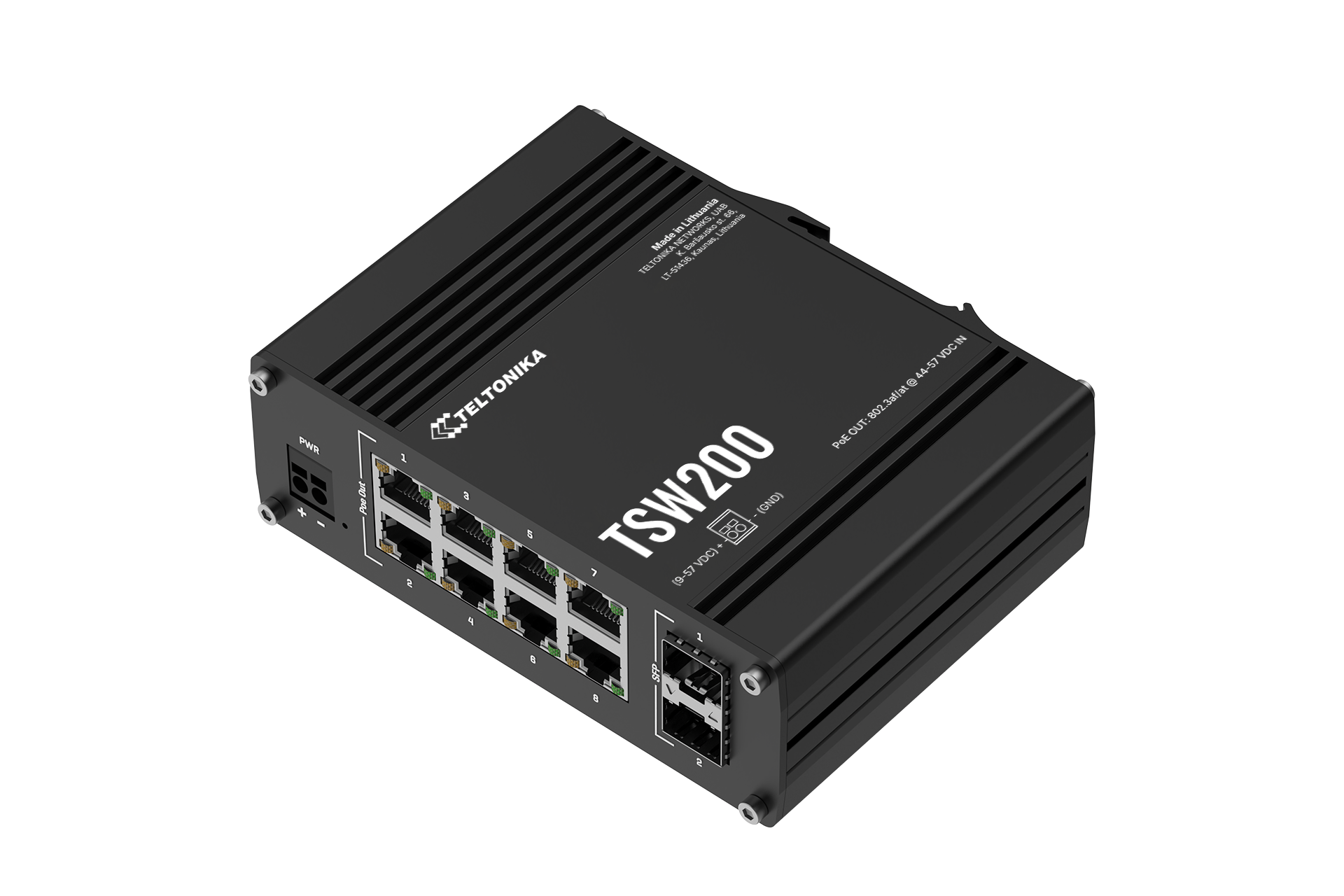 TSW200 POE+ SWITCH 8 GBE, 2 SFP PORTS, WITHOUT PSU — view 2