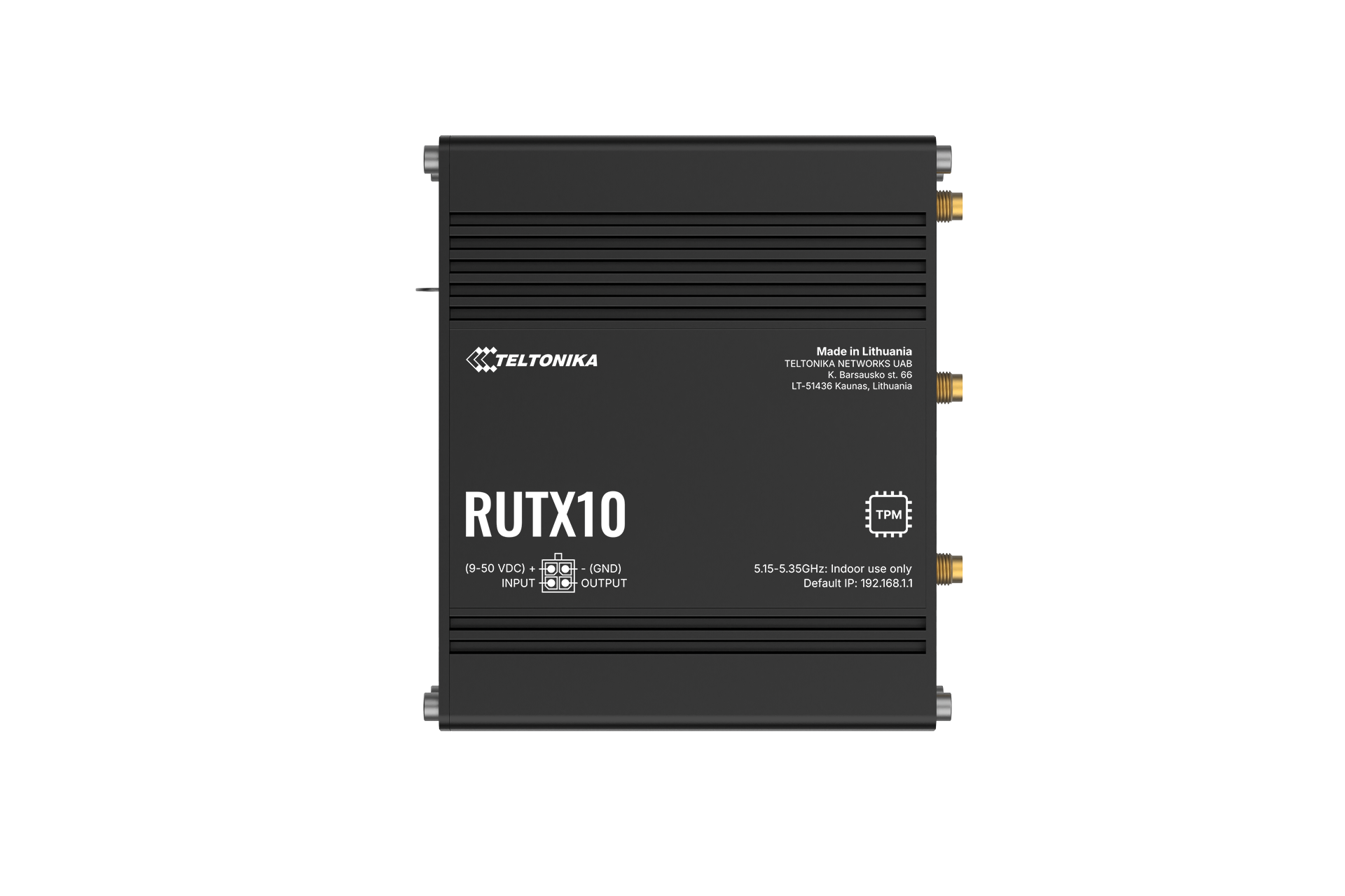 Teltonika RUTX10 Ethernet router with 4 Gigabit Ethernet ports, dual-band Wi‑Fi, and Bluetooth LE — view 5
