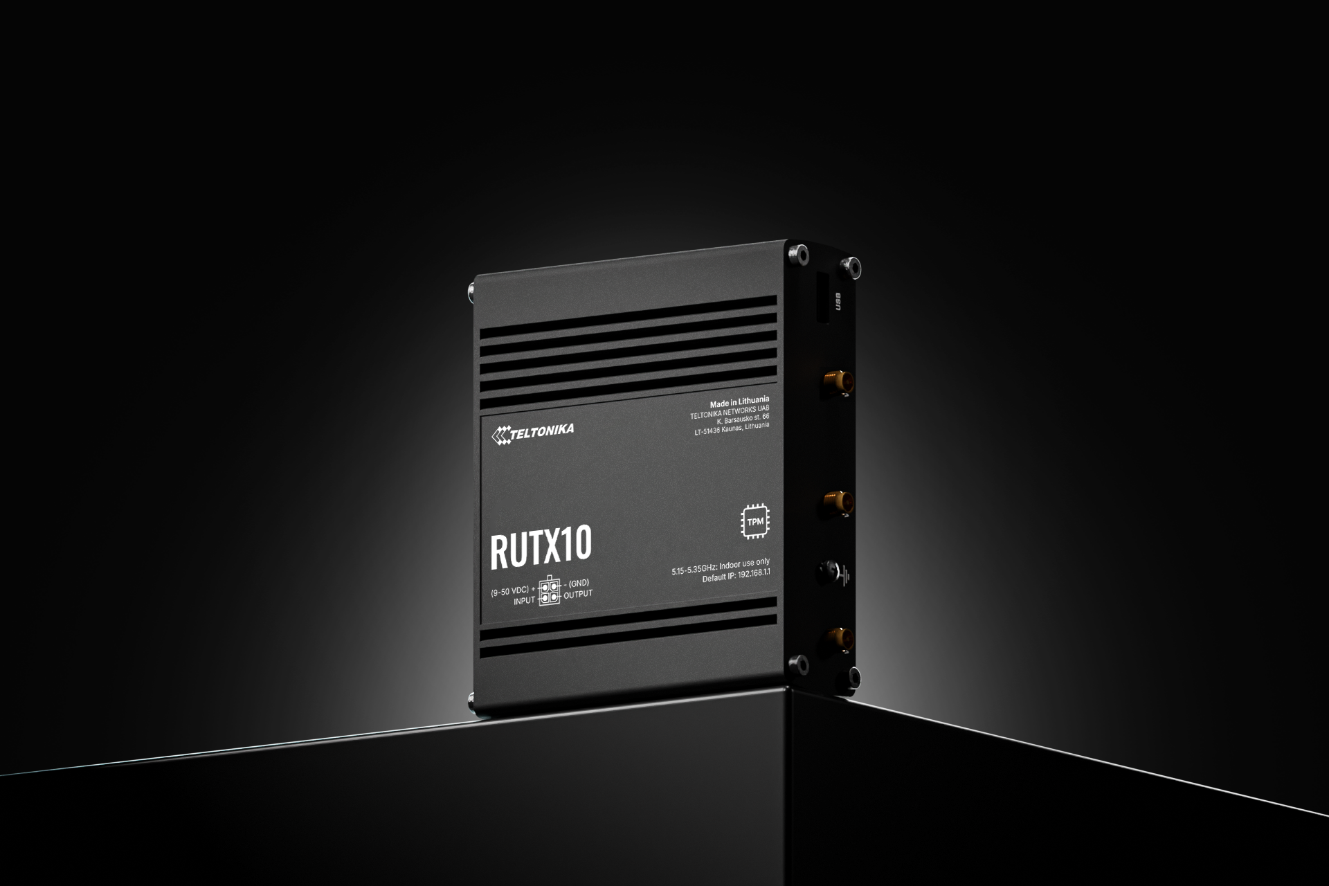 Teltonika RUTX10 Ethernet router with 4 Gigabit Ethernet ports, dual-band Wi‑Fi, and Bluetooth LE — view 8