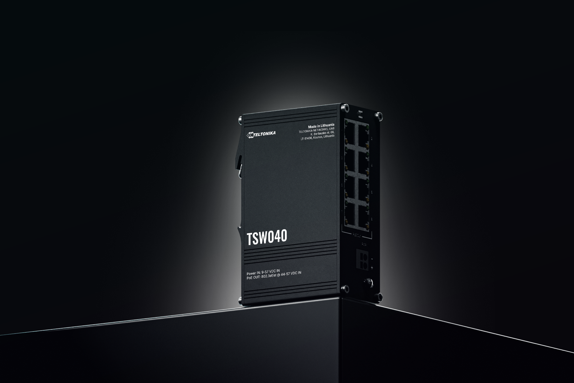 TSW040 POE+ SWITCH 8 10/100 PORTS, 2-PIN POWER INPUT, INTEGRATED DIN RAIL, WIDE — view 6