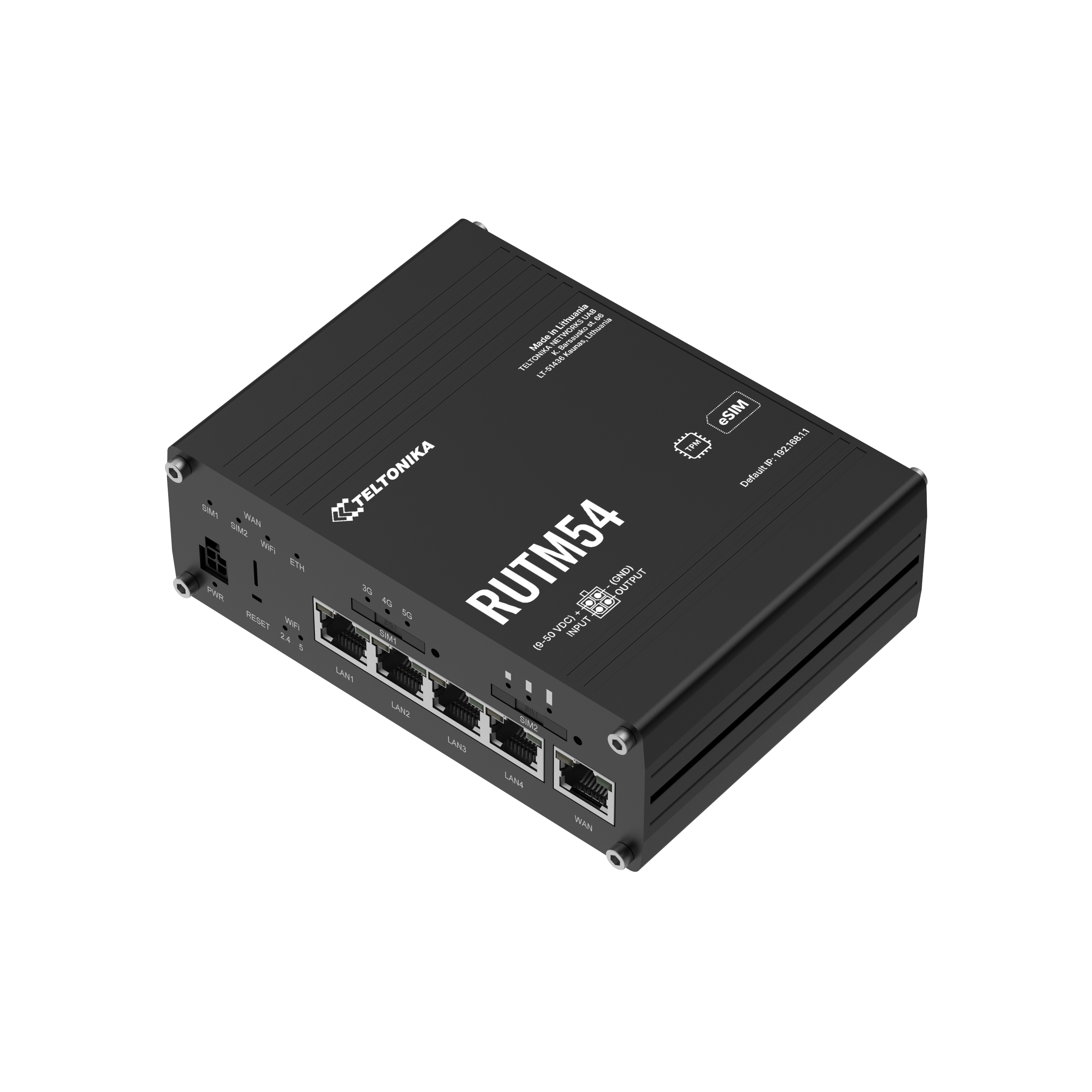Teltonika RUTM54 5G Router with Telit Modem, Dual SIM + eSIM and 5 Gigabit Ethernet Ports