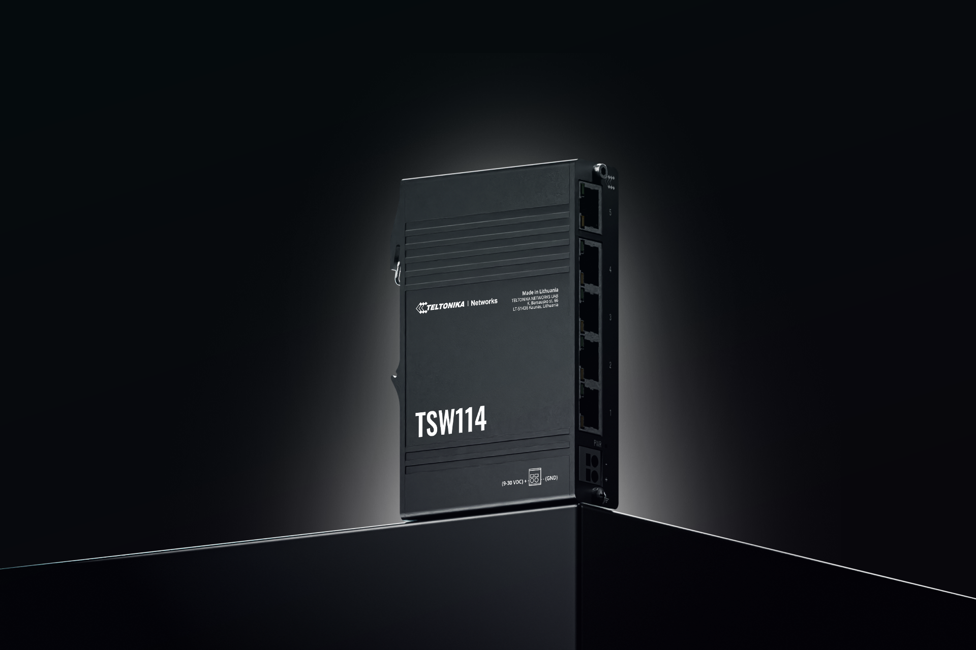 TSW114 DIN RAIL SWITCH 5 GBE PORTS, INTEGRATED DIN RAIL BRACKET AND FRONT-FACING — view 5