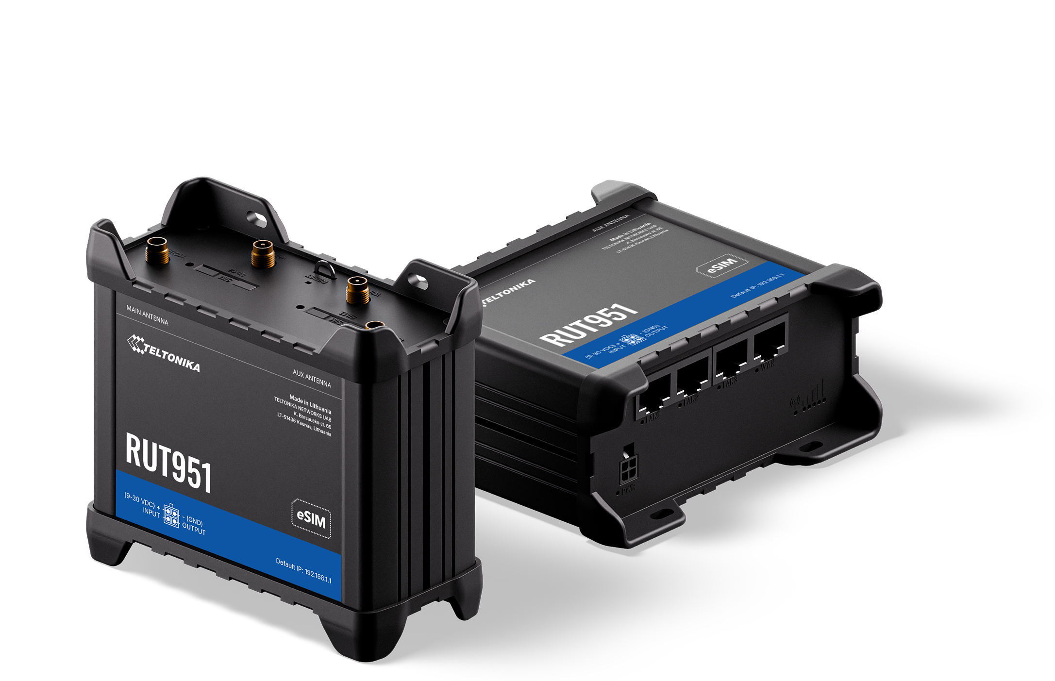 Teltonika RUT951 dual-SIM industrial Cat 4 LTE router with four Ethernet ports — view 5