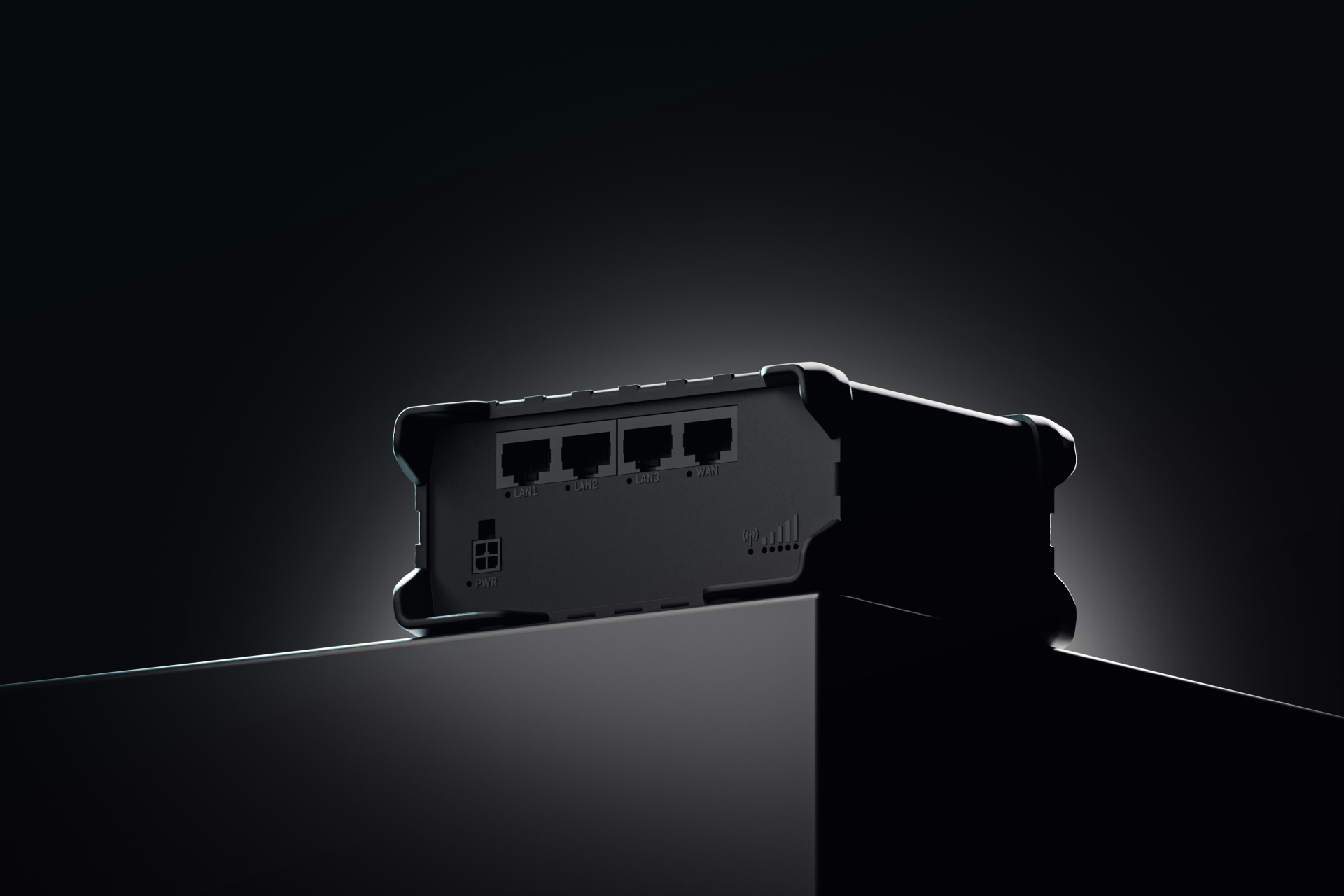 Teltonika RUT951 dual-SIM industrial Cat 4 LTE router with four Ethernet ports — view 7