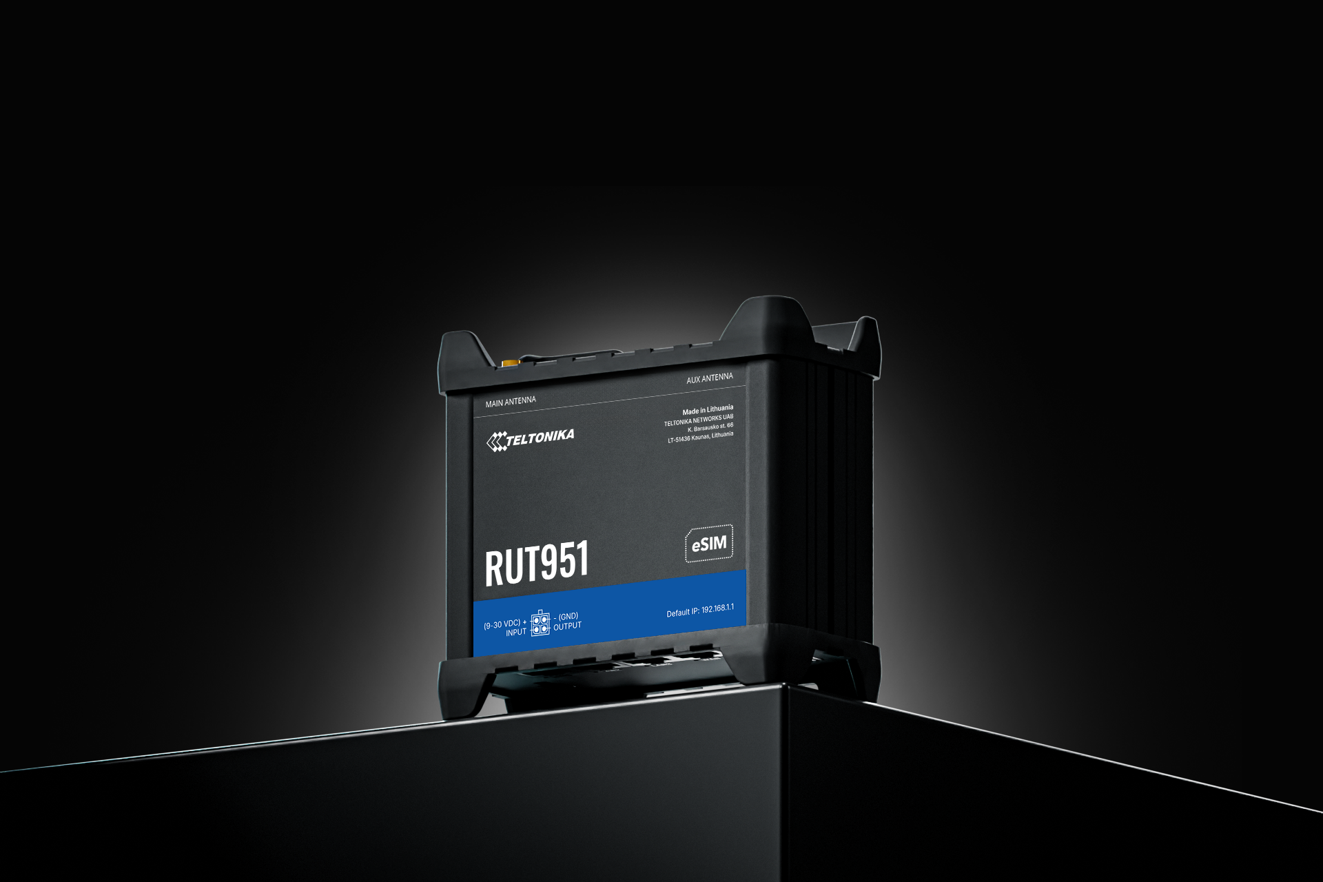 Teltonika RUT951 dual-SIM industrial Cat 4 LTE router with four Ethernet ports — view 6