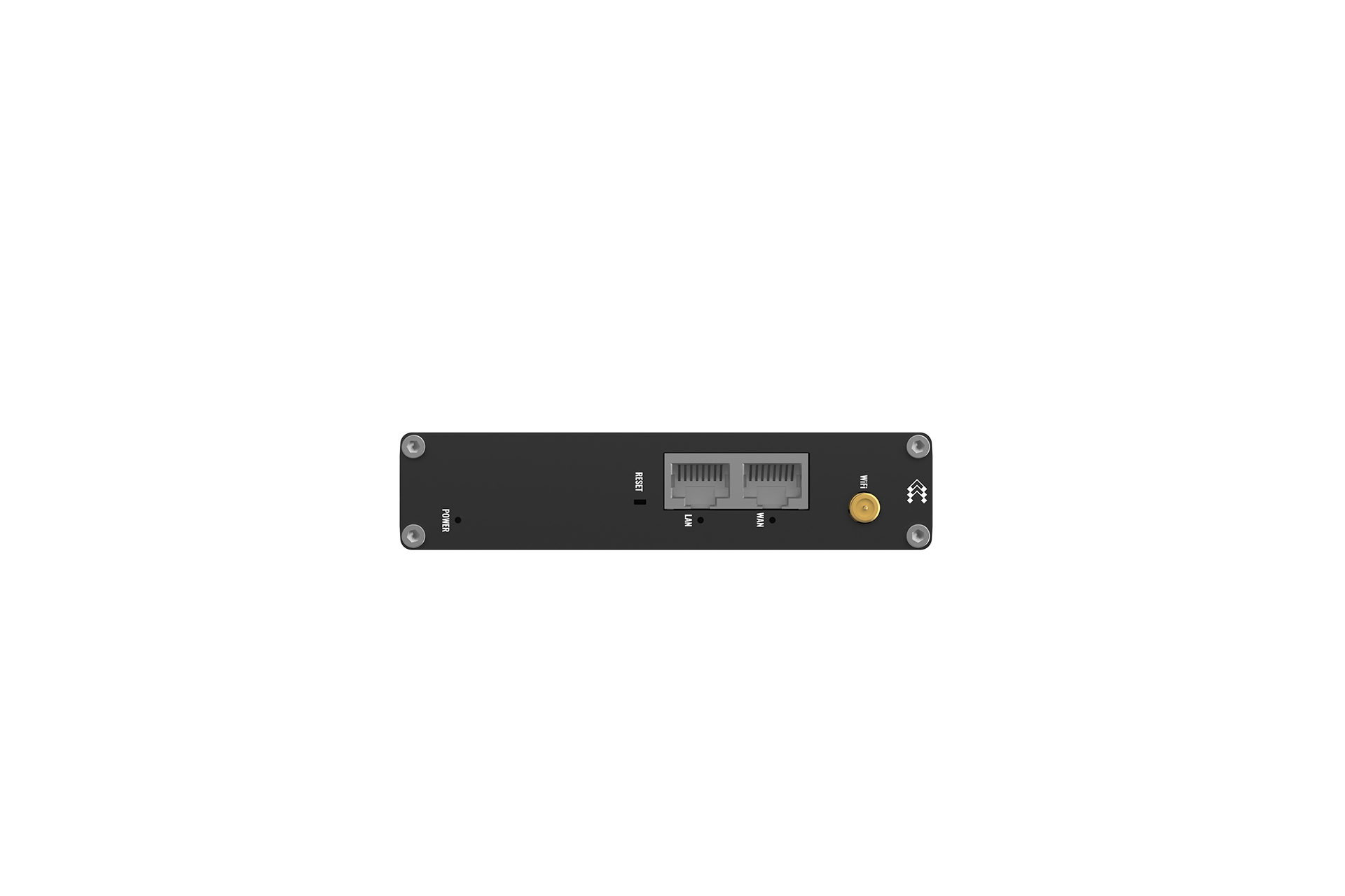 Teltonika RUT140 industrial Ethernet router with two 10/100 Mbps ports, Wi‑Fi 4, and DIN rail bracket — view 5