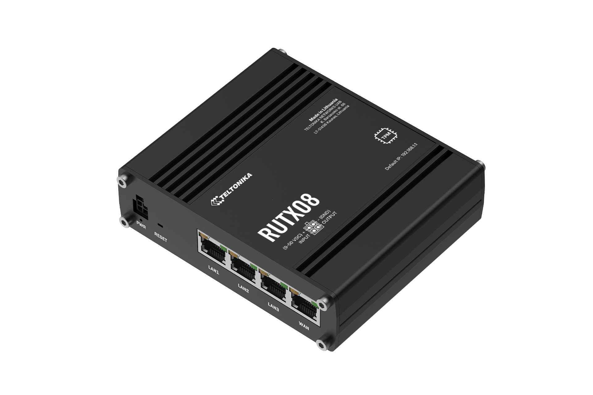 Teltonika RUTX08 Ethernet router with 4 Gigabit Ethernet ports for industrial network segmentation — view 8