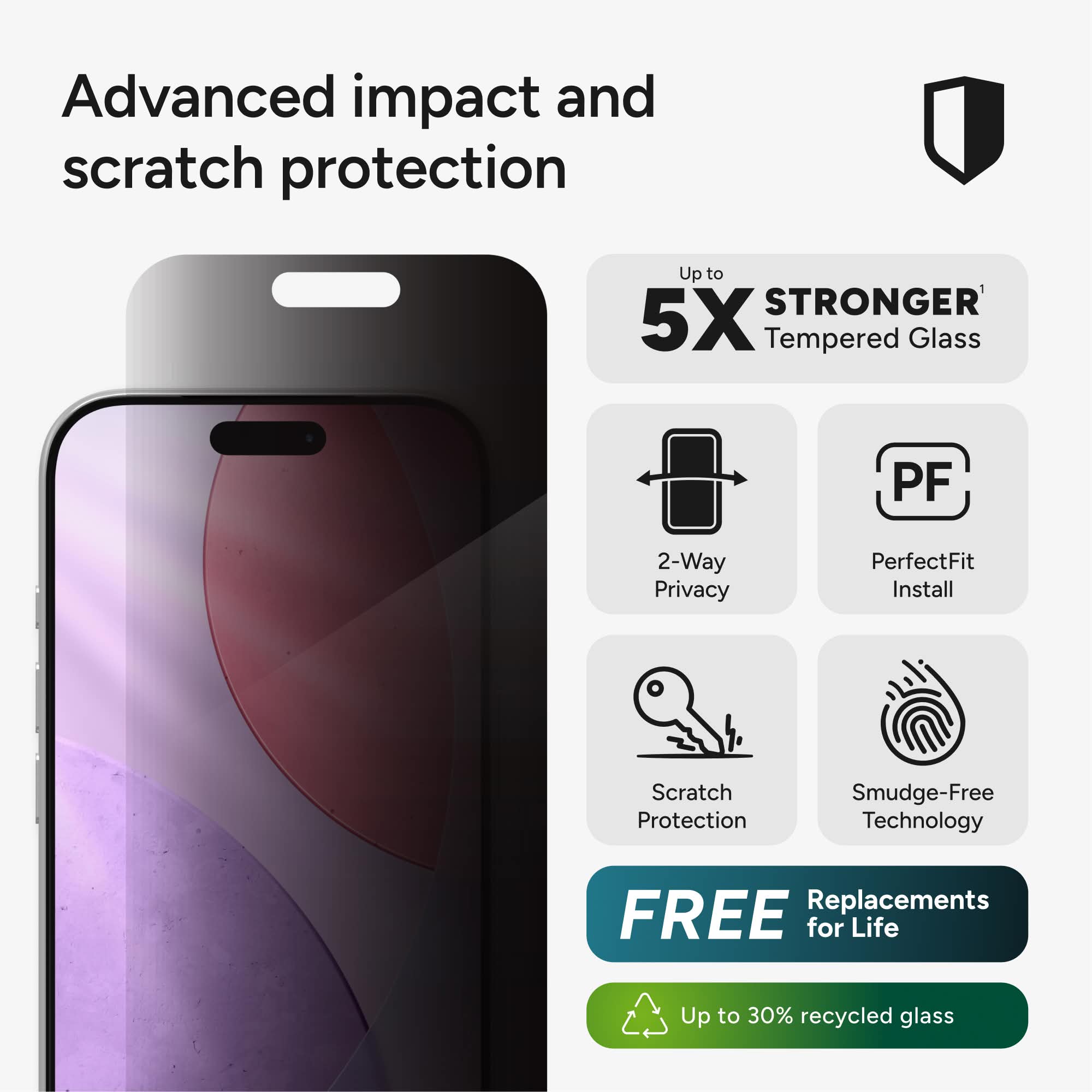 ZAGG Glass Elite Privacy iPhone 17 Pro screen protector — view 2