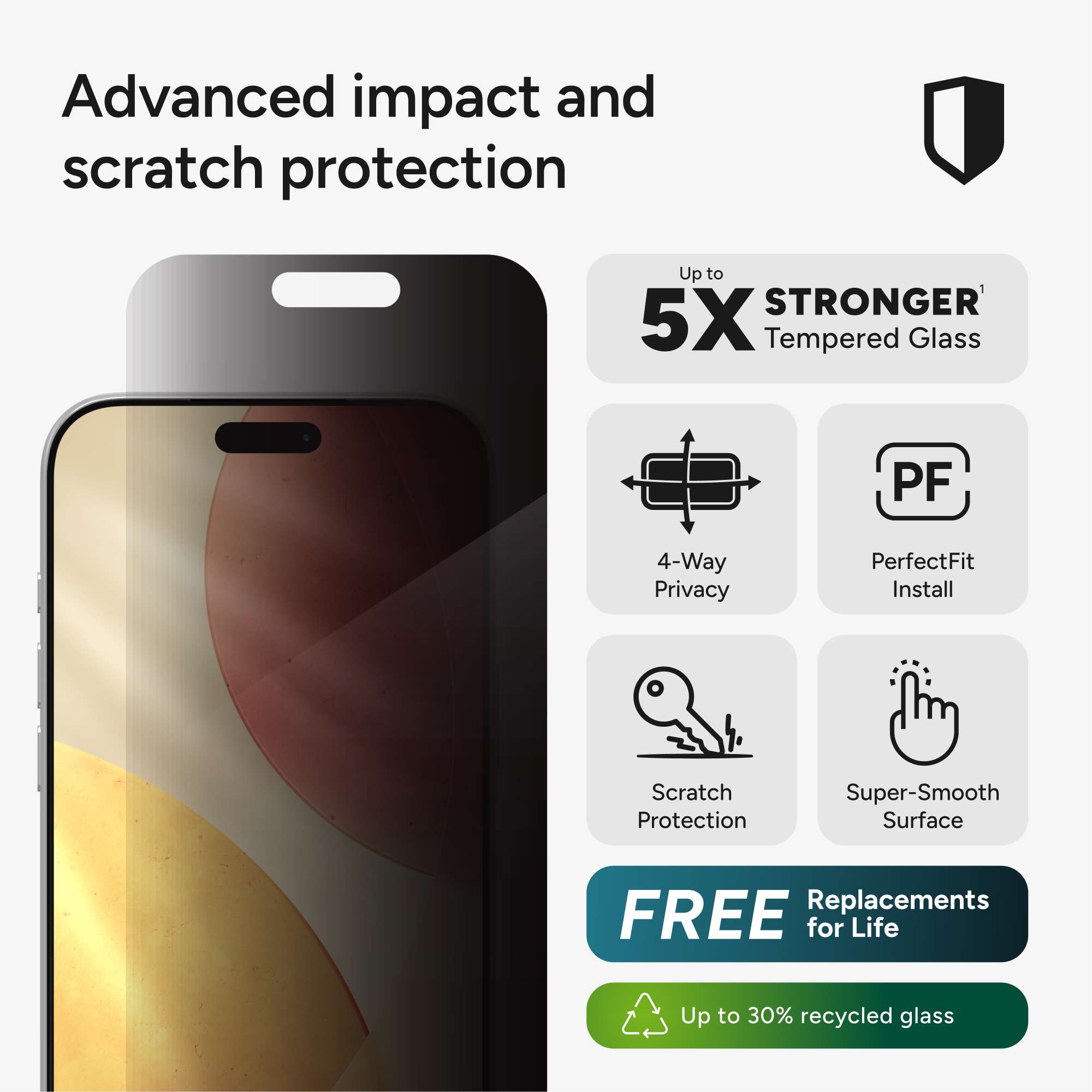 ZAGG Glass Privacy XTR screen protector for iPhone 17 Pro Max — view 2