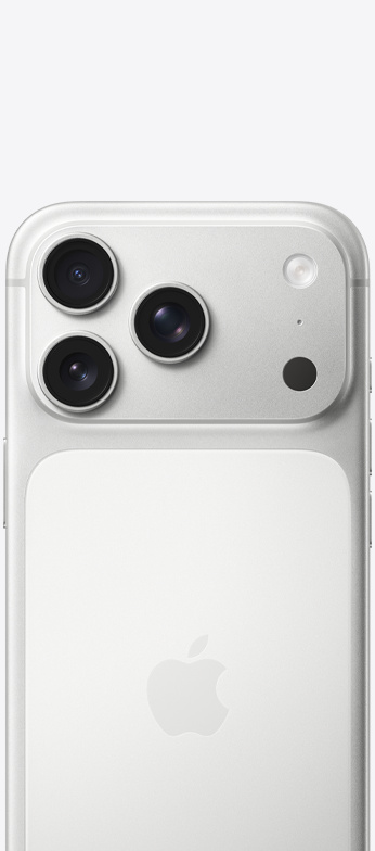 Apple iPhone 17 Pro in Silver showing the 6.3-inch display and triple 48MP Fusion camera system — view 4
