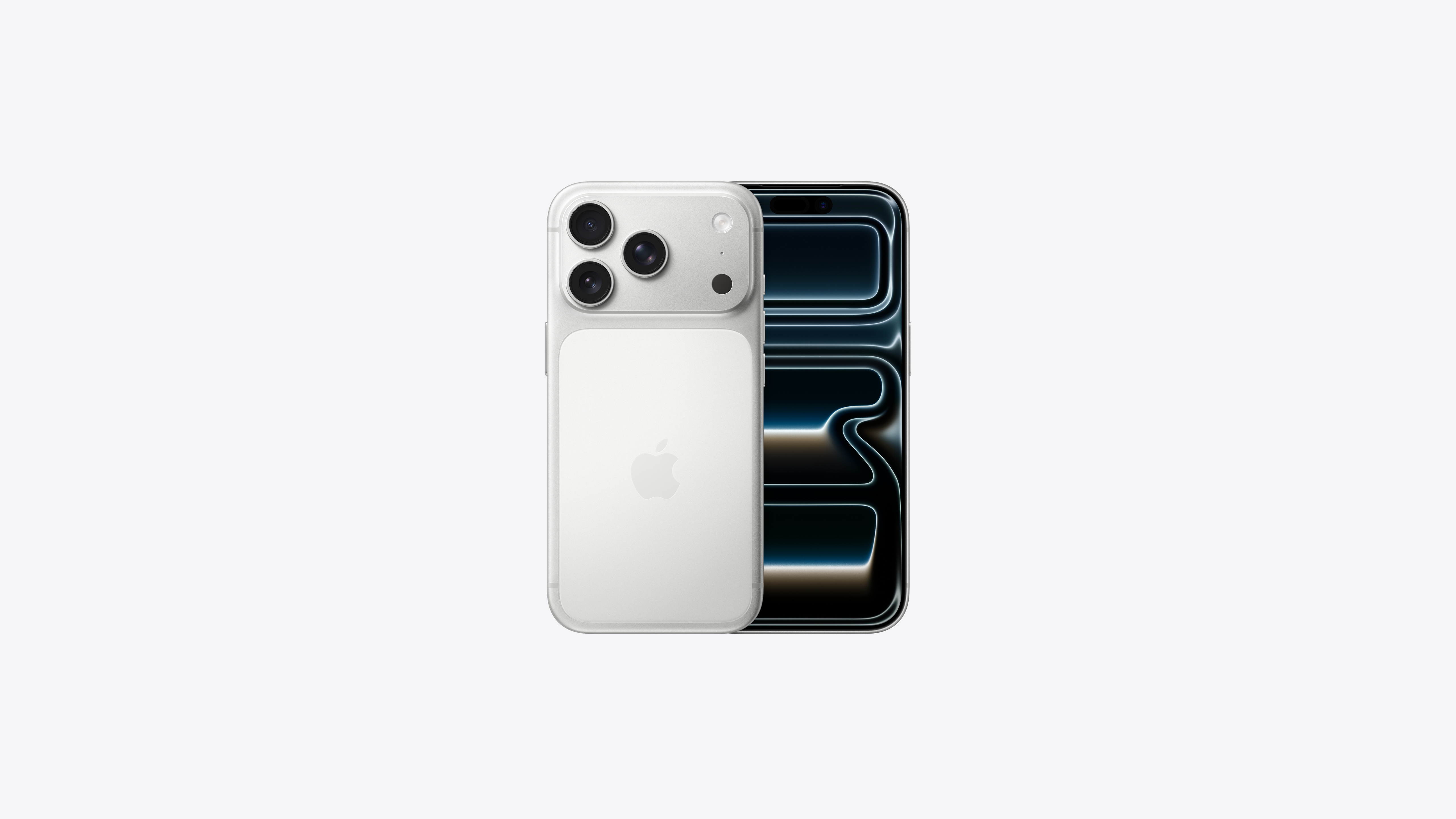 Apple iPhone 17 Pro in Silver showing the 6.3-inch display and triple 48MP Fusion camera system — view 5