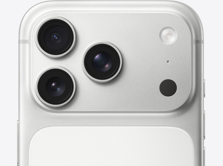 Apple iPhone 17 Pro in Silver showing the 6.3-inch display and triple 48MP Fusion camera system — view 2