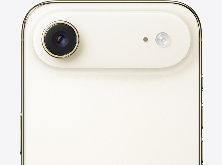 Apple iPhone Air in Light Gold with a slim titanium frame and a single 48MP Fusion camera on the back. — view 2