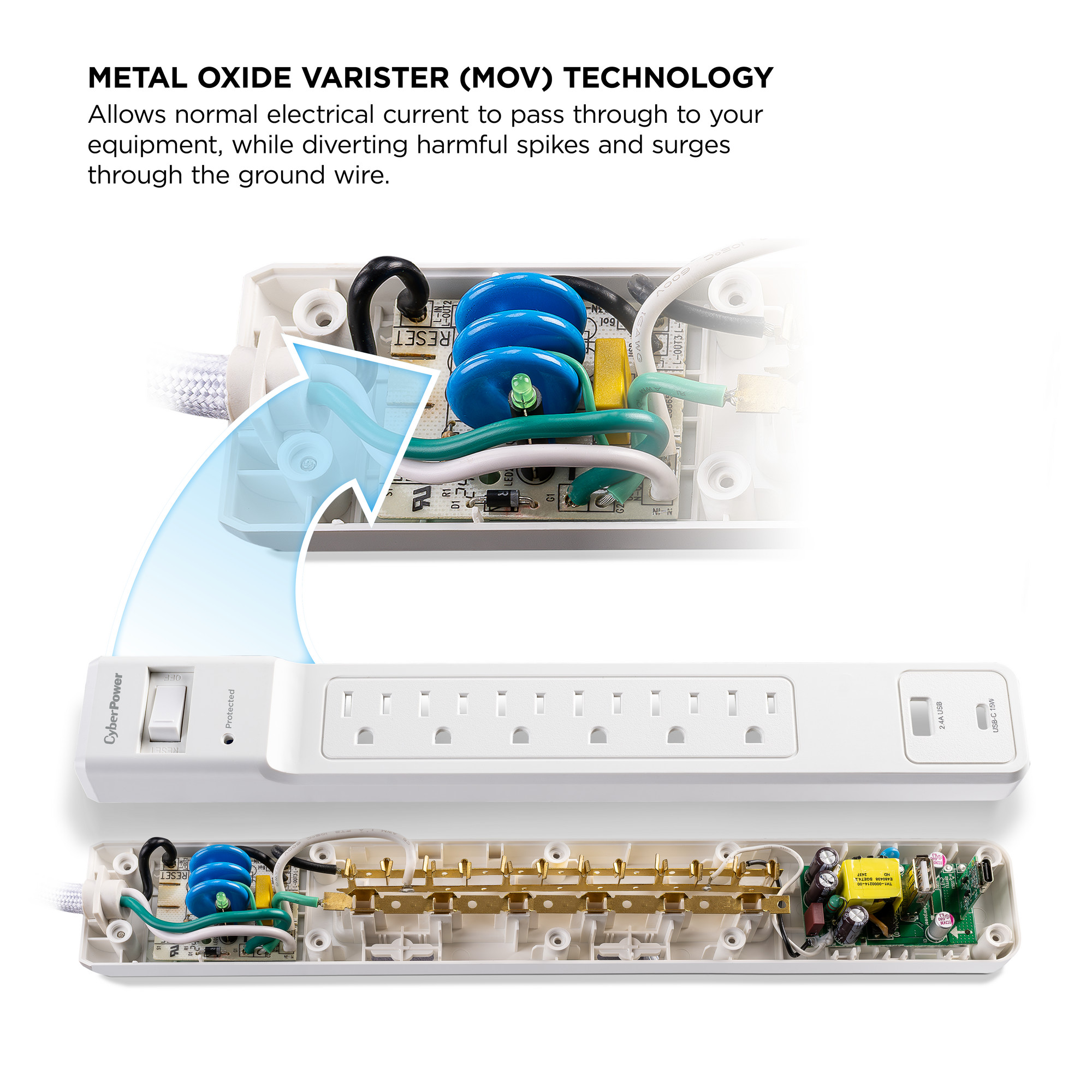 CyberPower CSP1206UC surge protector strip with 12 outlets and USB charging — view 11